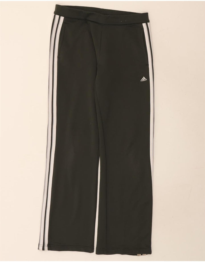 Adidas Womens Wide Leg Tracksuit Trousers UK 12 Medium Green Polyester