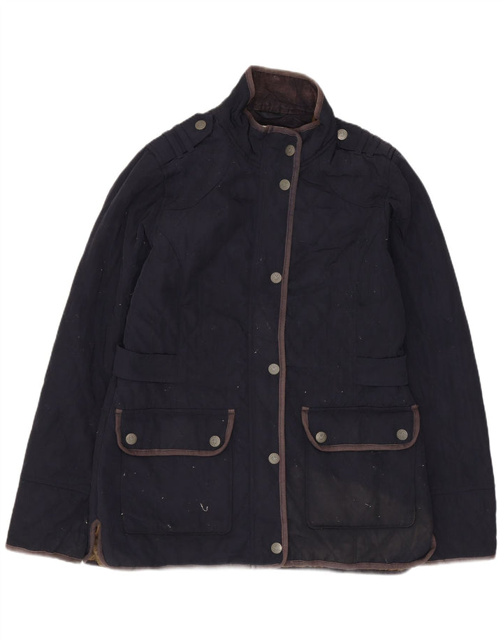 CREW CLOTHING Womens Oversized Quilted Jacket UK 10 Small Navy Blue
