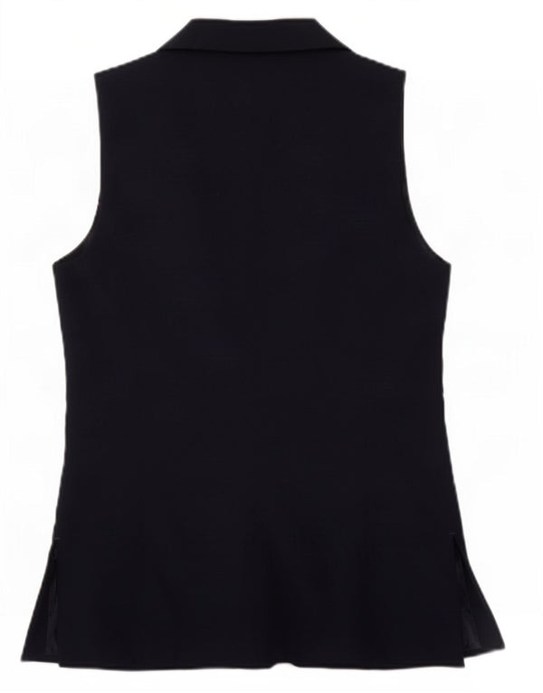 Jaqueta blazer aberta sem mangas feminina Zara Reino Unido 10 poliéster azul marinho pequeno