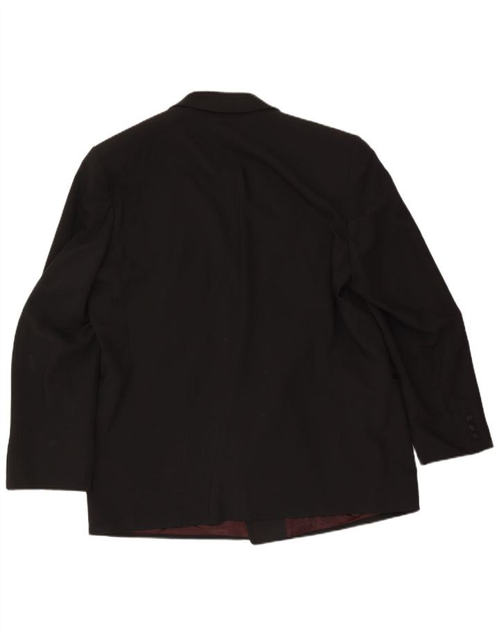 Wilvorst Mens Double Breasted Blazer Jacket UK 40 Large Black Wool