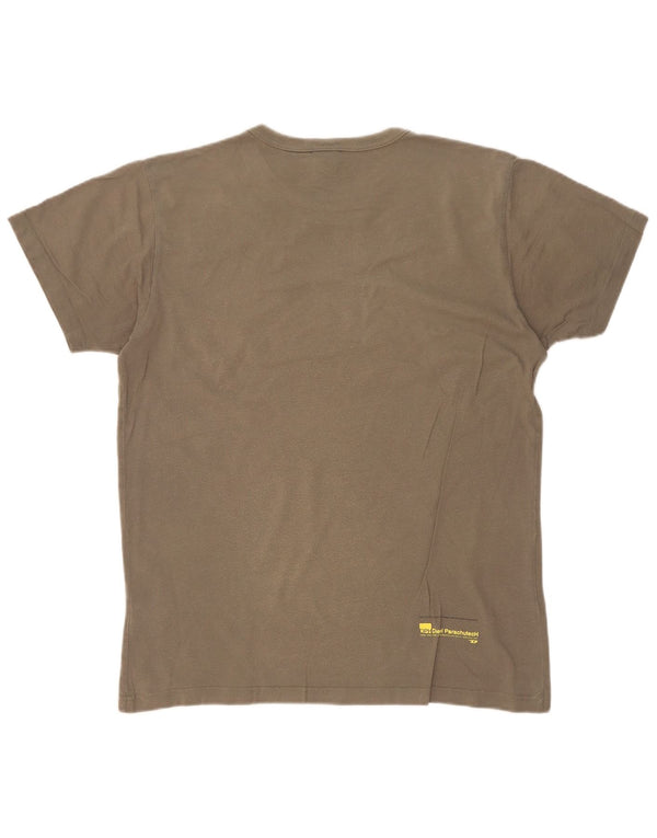 Diesel Mens Graphic T-Shirt Top Medium Khaki Colourblock Cotton