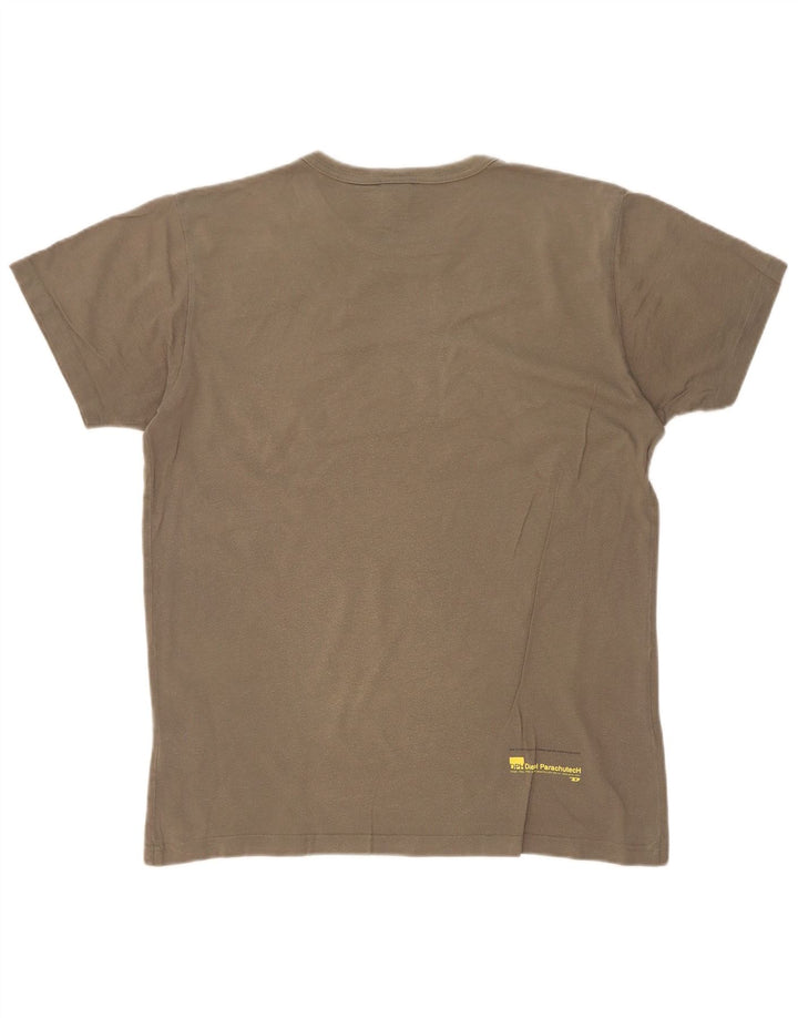Diesel Mens Graphic T-Shirt Top Medium Khaki Colourblock Cotton