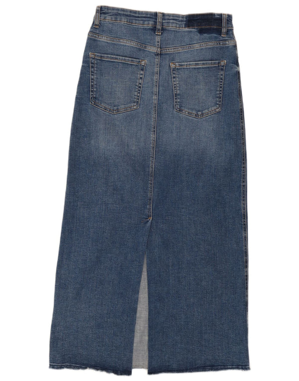 Zara Dame Maxi Højtaljet denimnederdel Medium W28 Blå