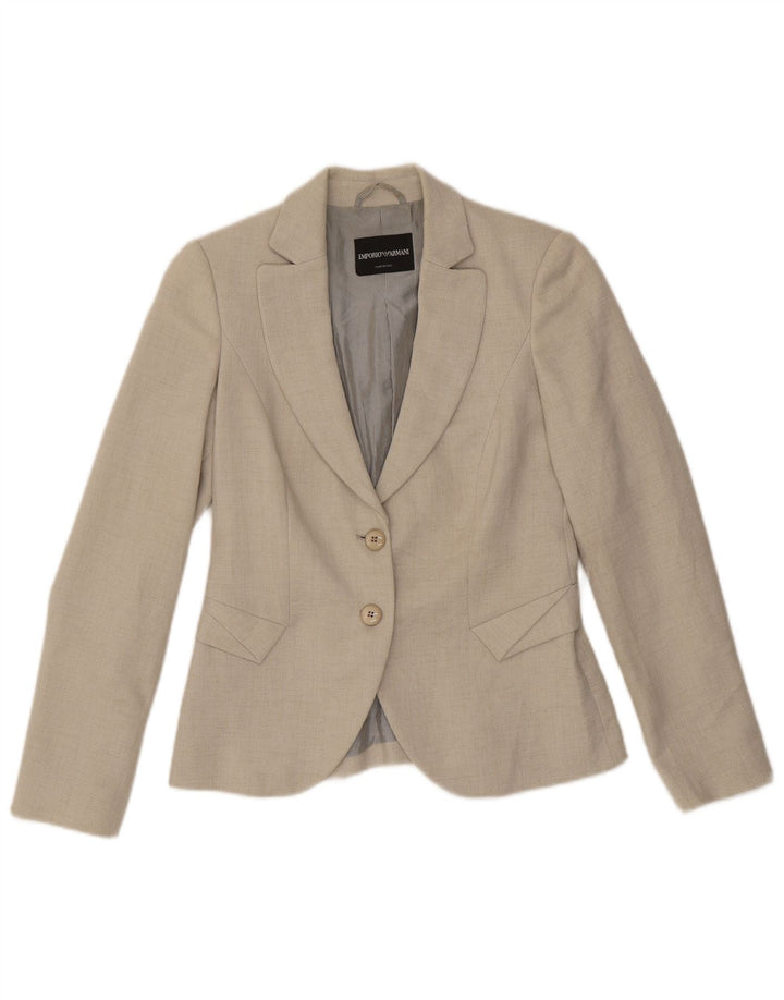 Emporio Armani Damen 2-Knopf-Blazerjacke IT 40 Small Grau Polyester