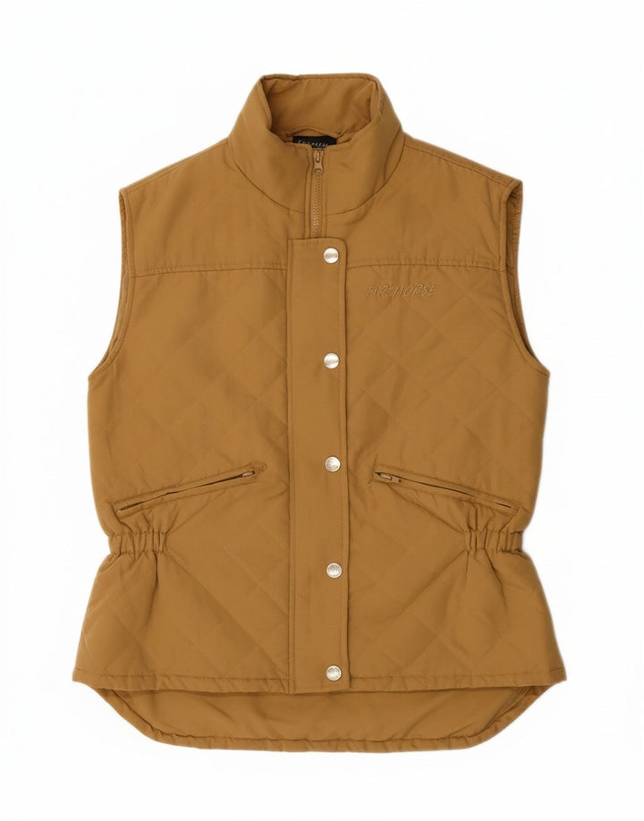 VINTAGE Womens Quilted Gilet UK 14 Medium Brown Polyester Vintage Vintage and Second-Hand Vintage from Messina Hembry 
