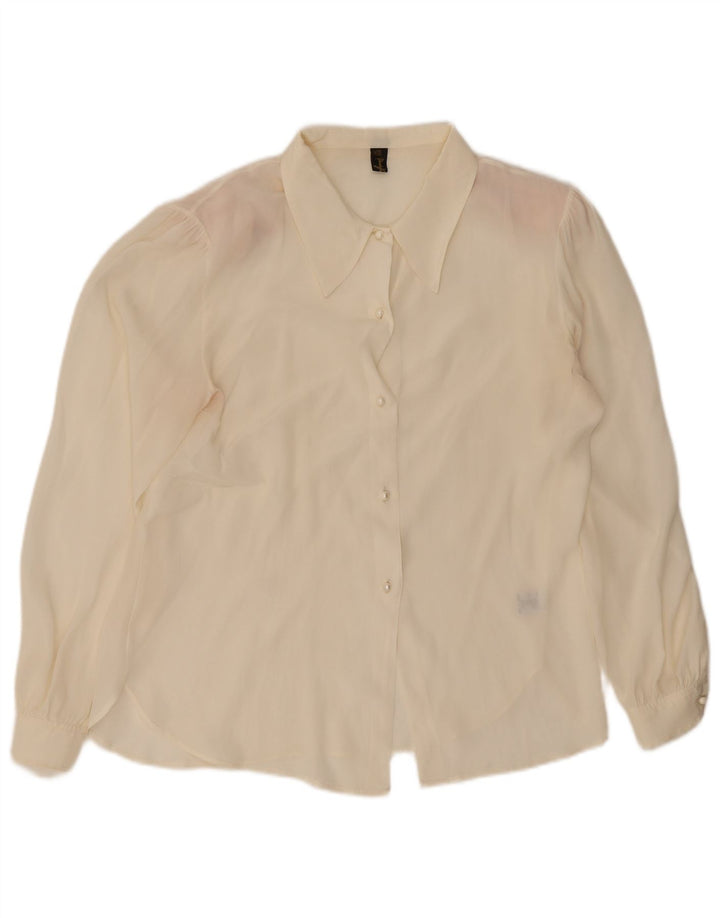 Vintage Womens Shirt Blouse IT 44 Medium Off White Acetate