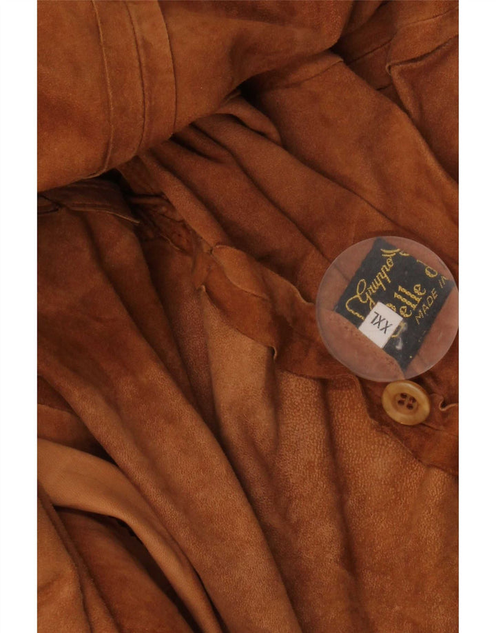 Vintage Mens Suede Shirt 2XL Brown Leather