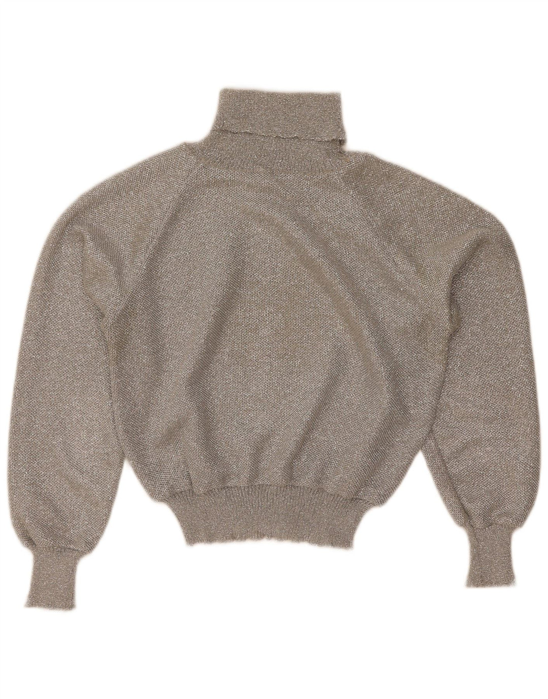 Vintage Womens Crop Roll Neck Jumper Sweater UK 12 Medium Grey