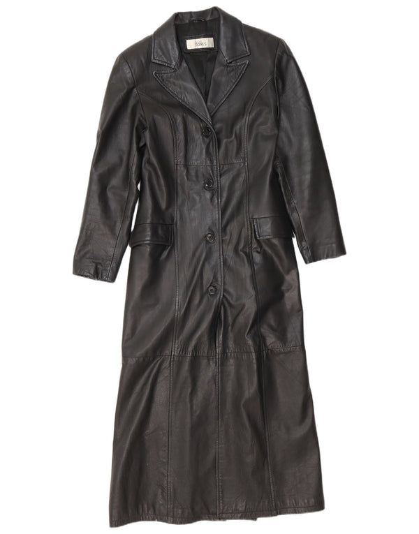 Vintage Womens Leather Coat UK 12 Medium Black