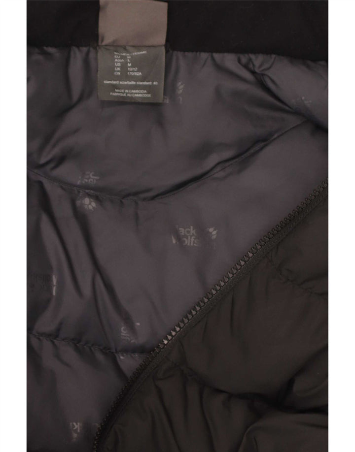 Jack Wolfskin Womens Hooded Padded Coat UK 10/12 Medium Black Polyester