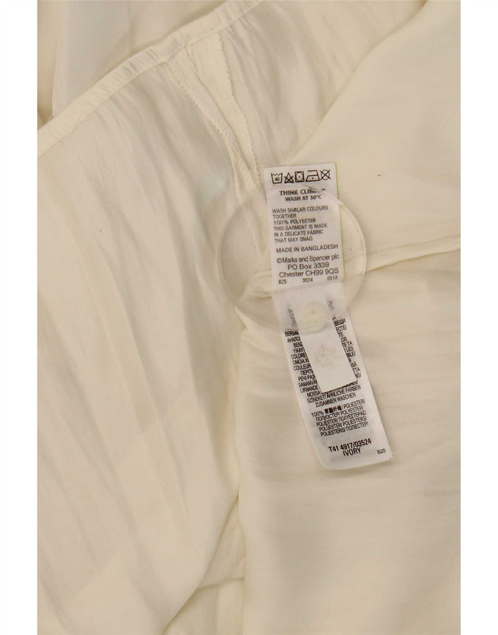 Marks & Spencer Womens Ruffle Front Long Sleeve Blouse Top UK 18 XL Beige