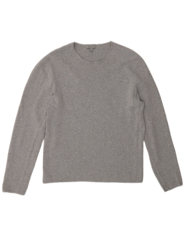 Cos Damen Top Langarm UK 14 Mittelgraue Baumwolle