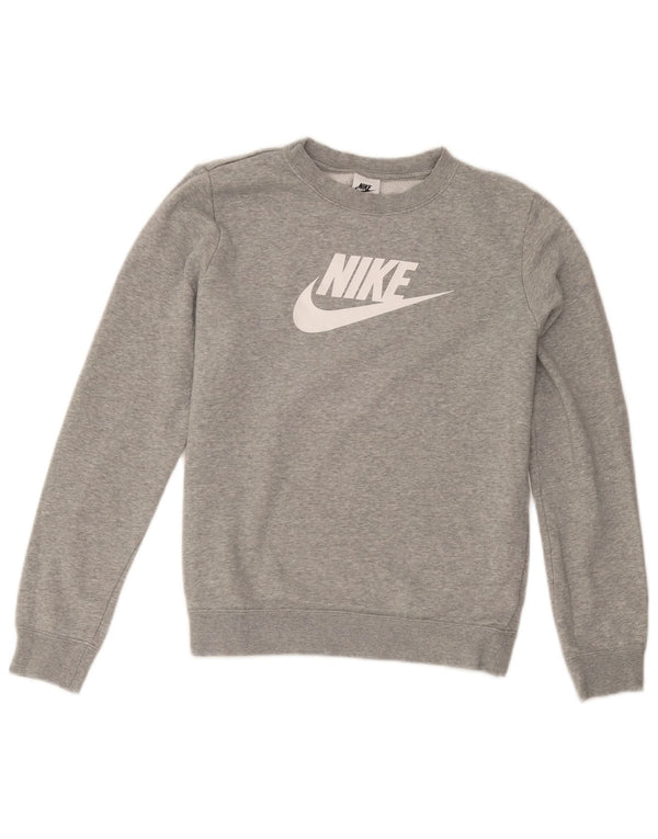 Nike Womens Graphic Oversized Sweatshirt Pullover UK 10 Small Graue Baumwolle