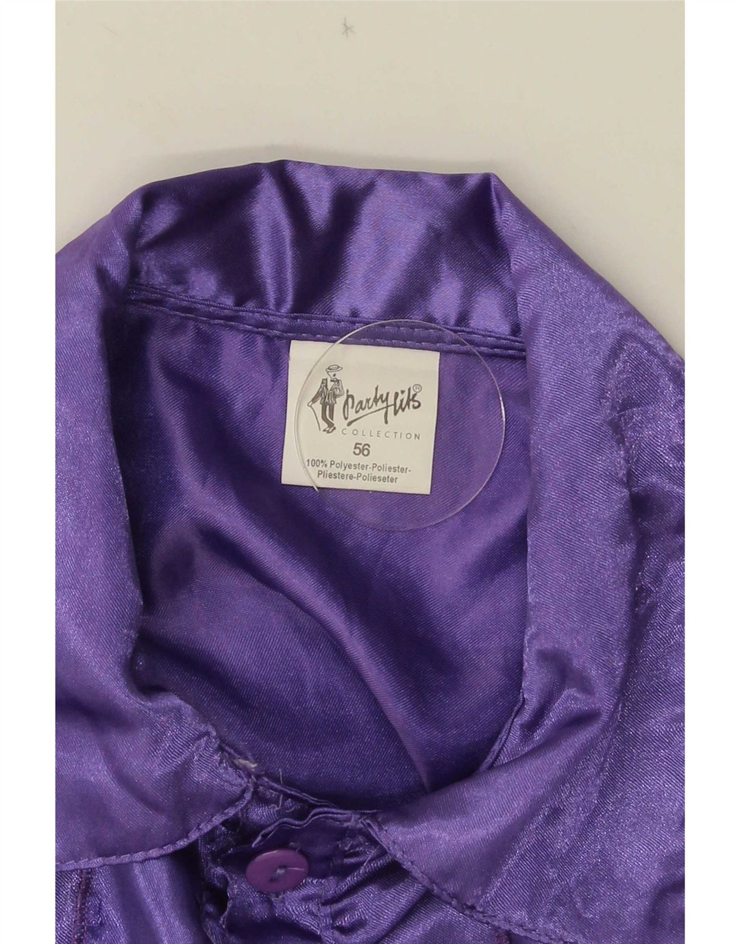 Vintage Womens Ruffle Front Shirt Blouse IT 56 4XL Purple Polyester