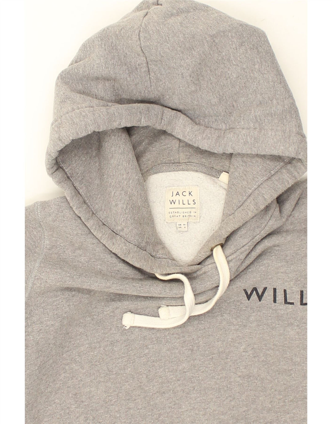 JACK WILLS Womens Graphic Hoodie Jumper UK 10 Small Grey Cotton | Vintage Jack Wills | Thrift | Second-Hand Jack Wills | Used Clothing | Messina Hembry 