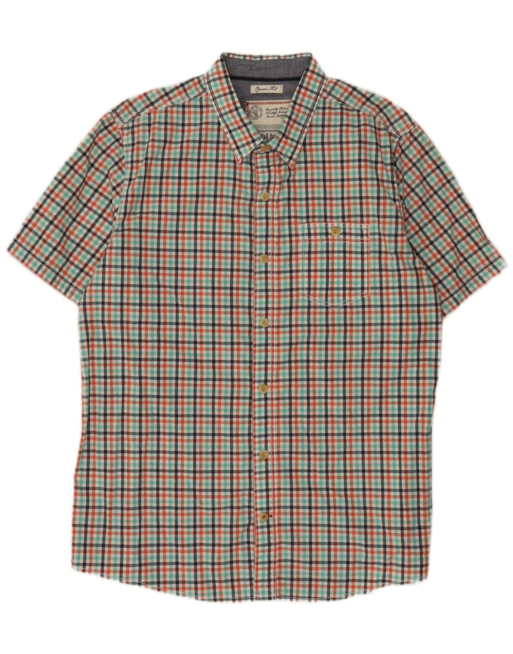 Fat Face Camicia da uomo a maniche corte dal taglio classico, grande a quadretti multicolore