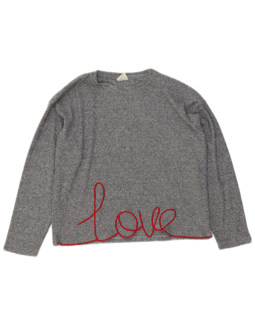 Zara Girls Graphic Top Long Sleeve 11-12 Years Grey Polyester
