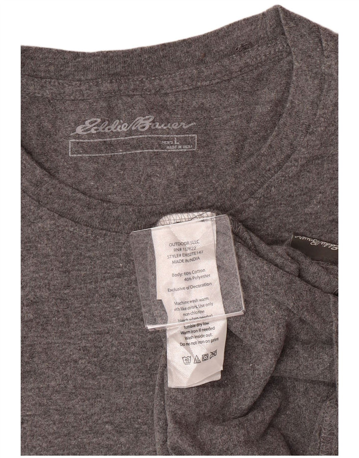 EDDIE BAUER Top grafico da uomo a maniche lunghe in cotone grigio grande