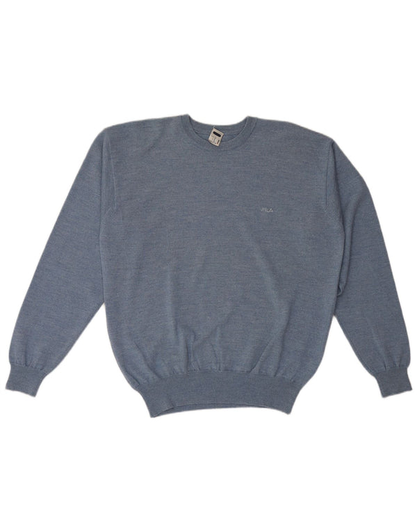 Fila Mens Crew Neck Jumper Sweater 2XL Blue Wool