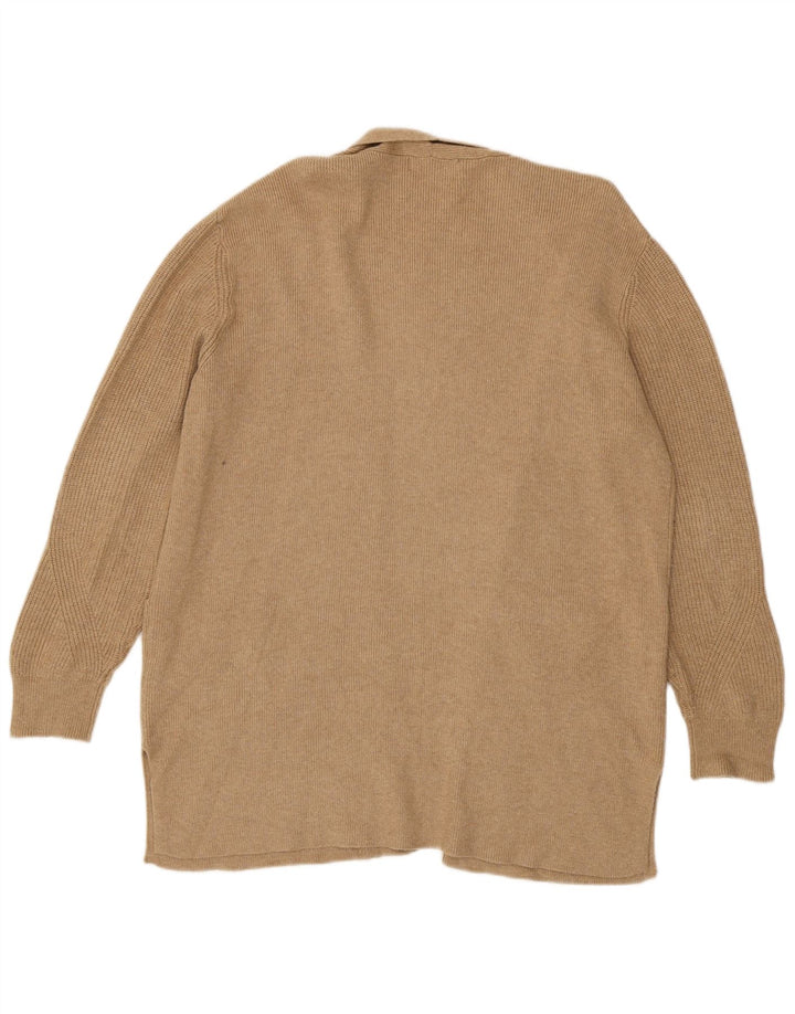 Marks & Spencer Womens Longline Open Cardigan Sweater UK 16 Large Beige