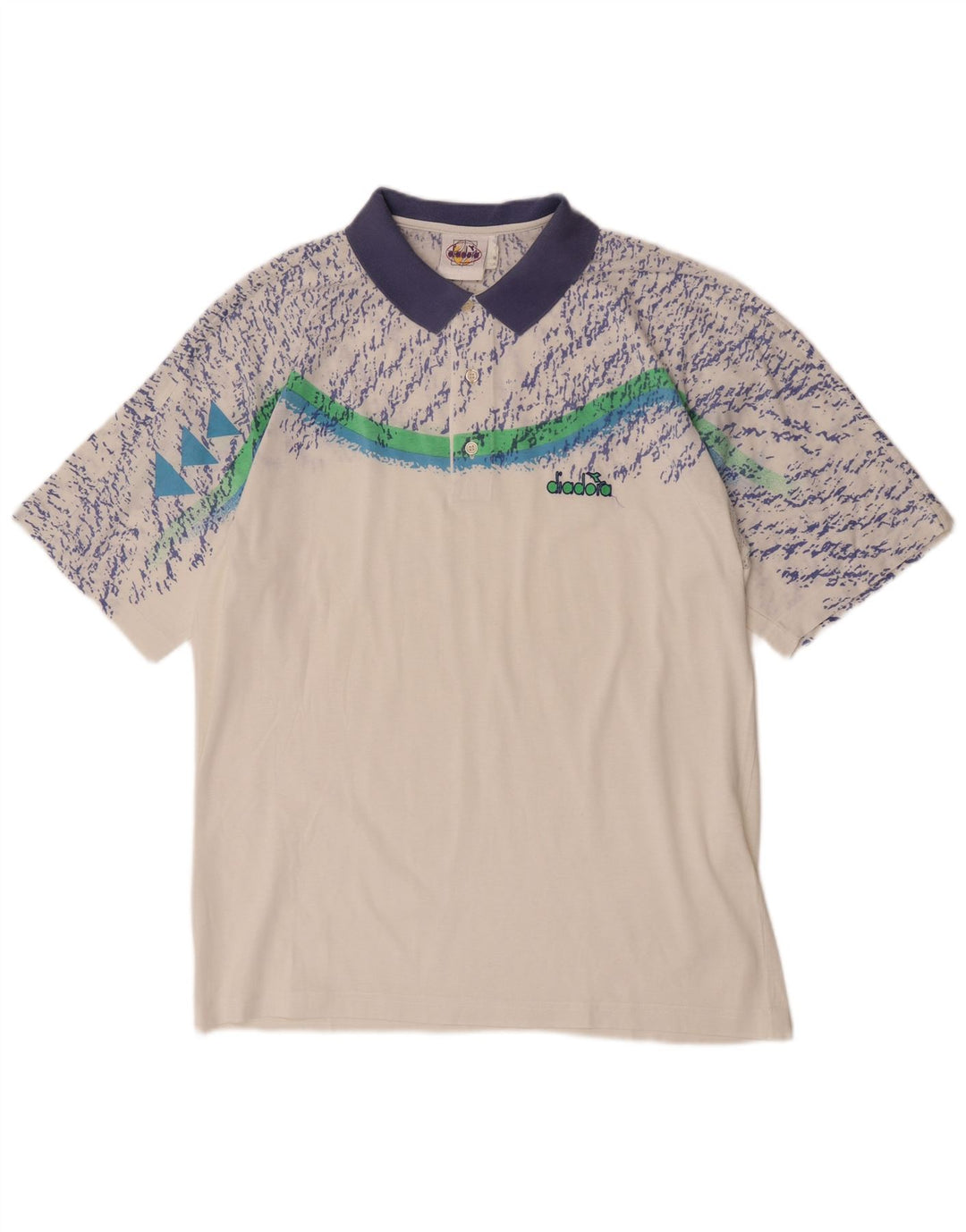 Polo Diadora Uomo Manica Corta con Fantasia Astratta IT 52 Large Bianca