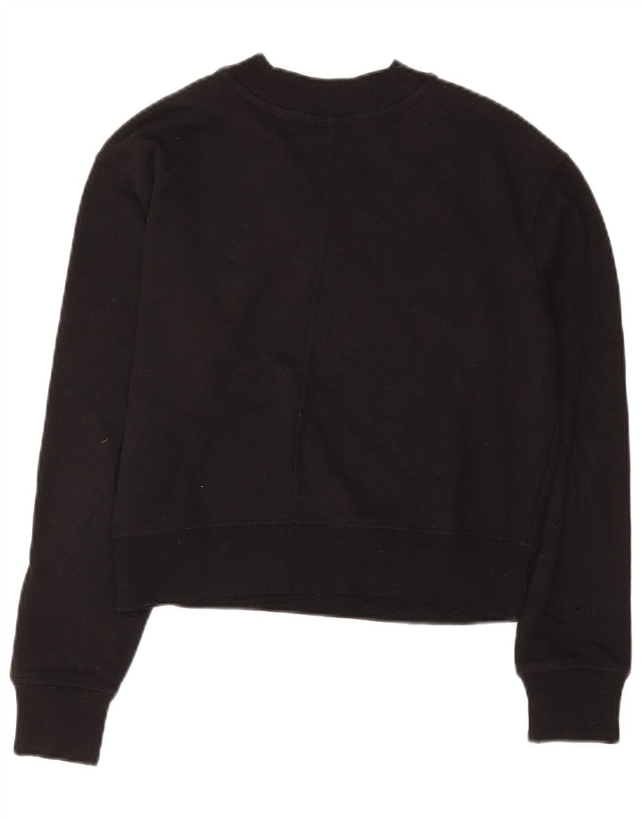 Calvin Klein Womens Crop Graphic Sweatshirt Jumper UK 12 Medium Black