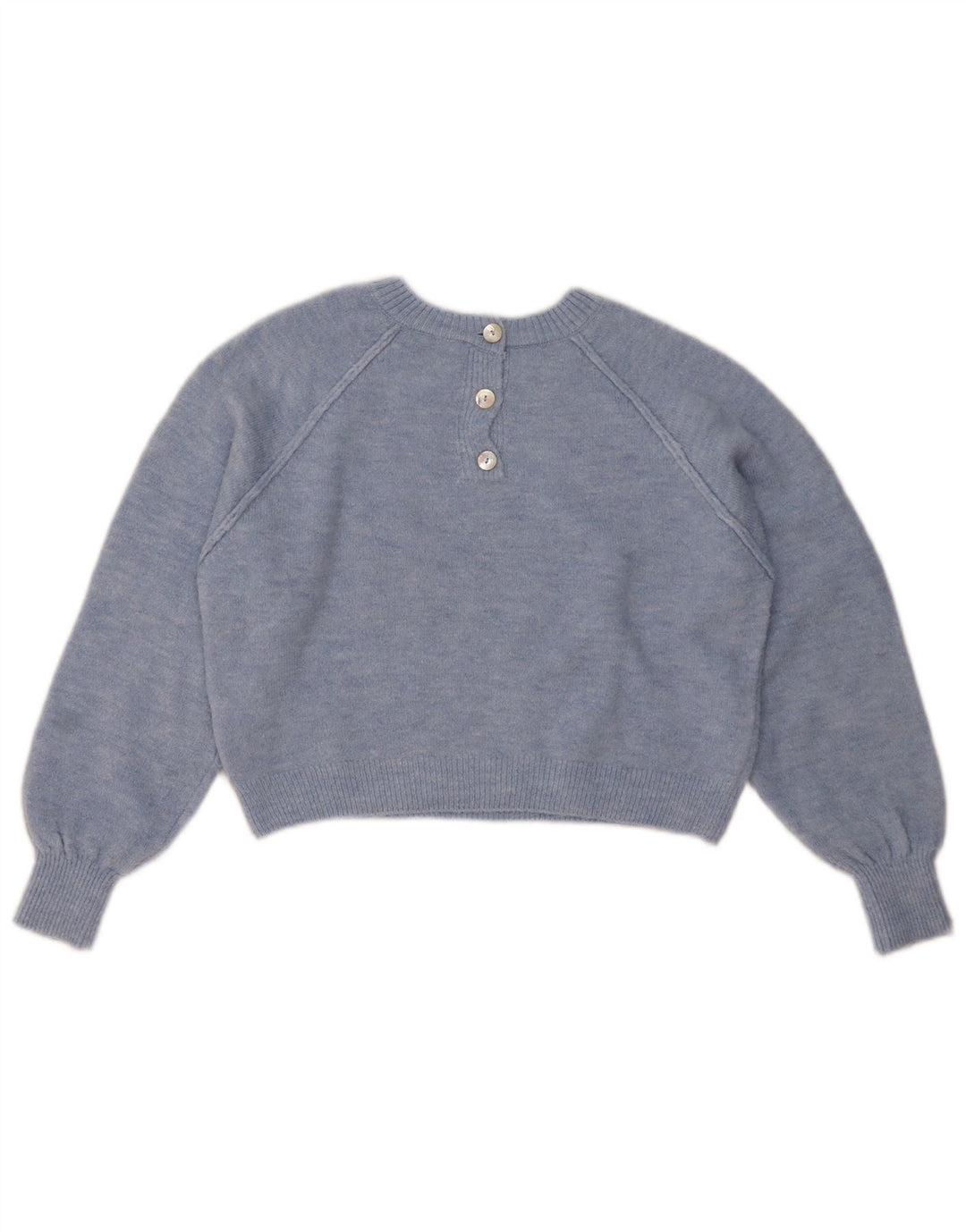 ZARA Womens Crop Oversized Crew Neck Jumper Sweater UK 10 Small Blue