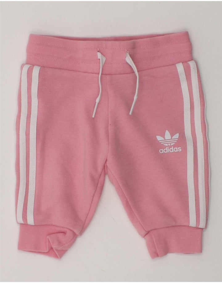 ADIDAS Baby Boys Joggers Tracksuit Trousers 0-3 Months Pink Cotton | Vintage Adidas | Thrift | Second-Hand Adidas | Used Clothing | Messina Hembry 