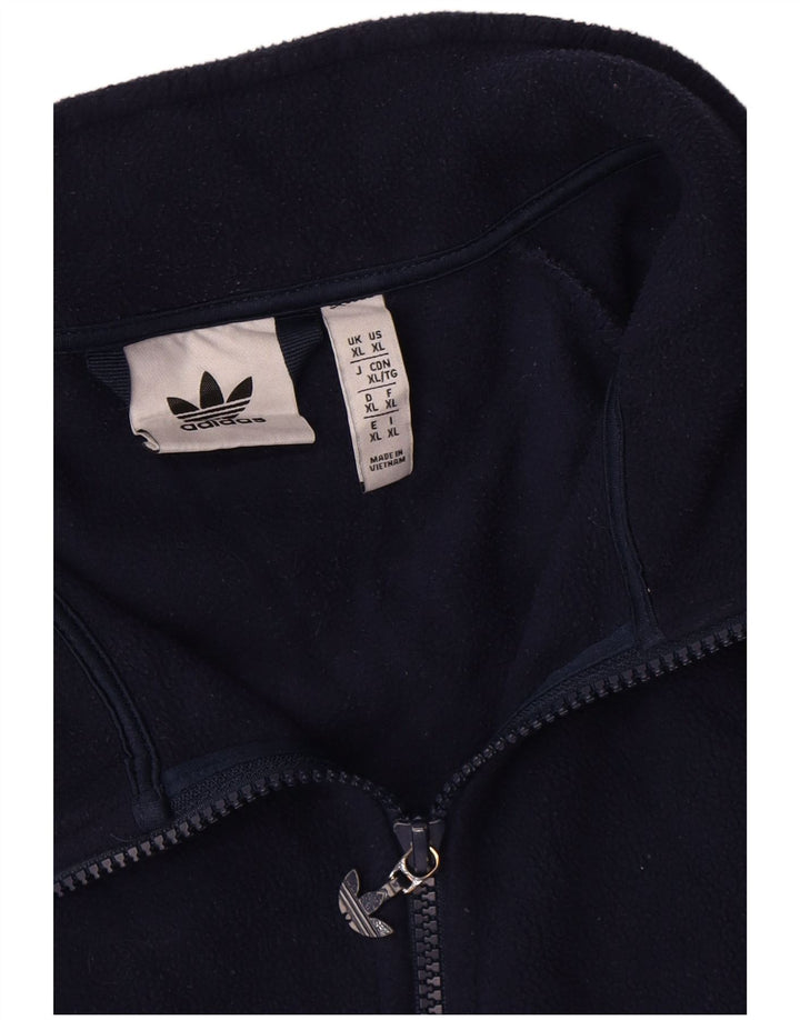 ADIDAS Herre grafisk fleecejakke UK 42 XL Marineblå polyester