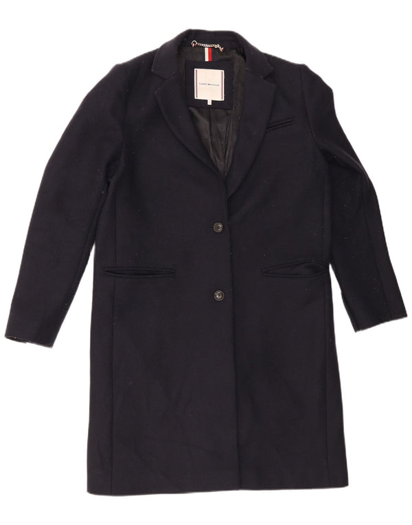 Tommy Hilfiger Dame Overfrakke US 8 Medium Navy Blue Uld