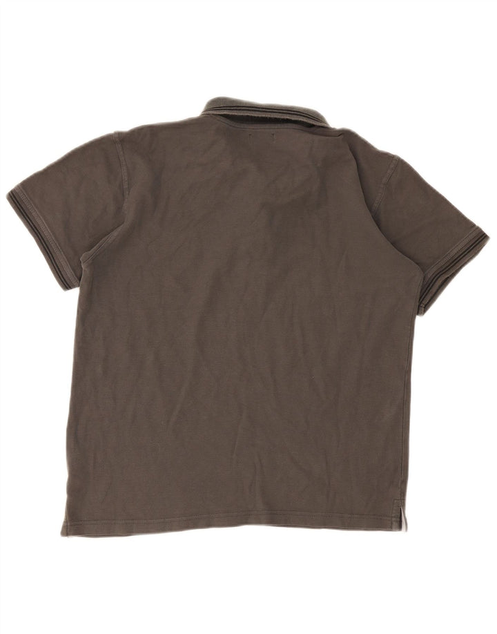 Avirex Mens Polo Shirt Large Grey Striped Cotton