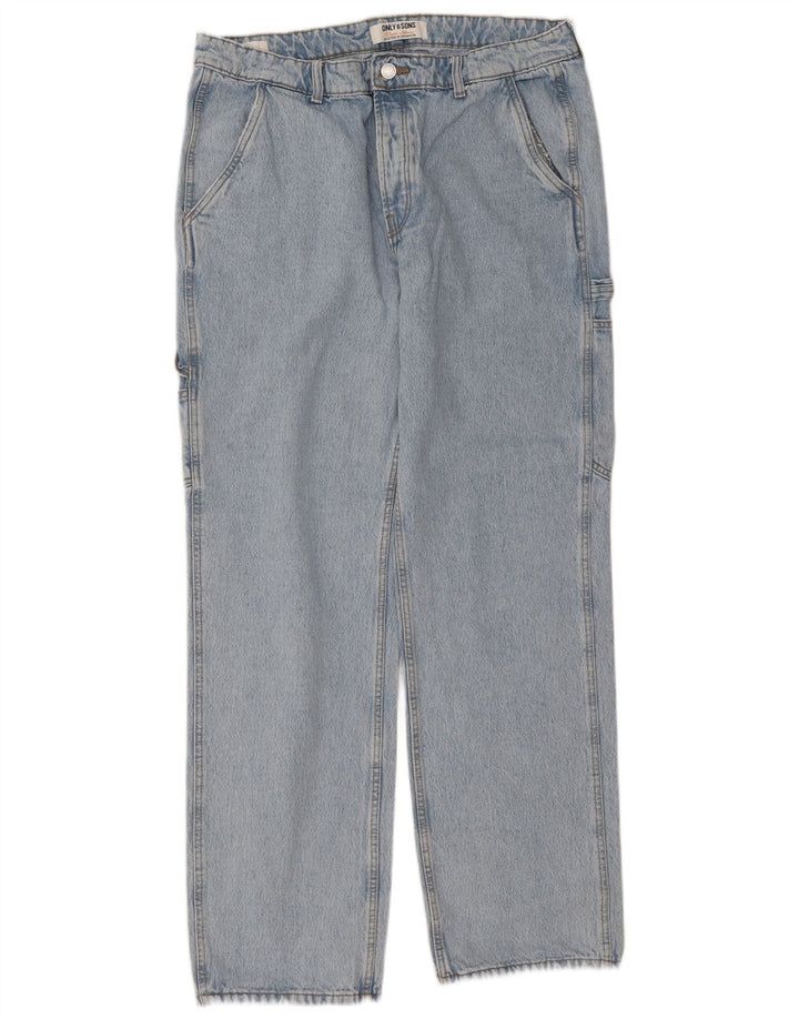 Only & Sons Mens Cargo Straight Jeans W36 L34 Blue Cotton