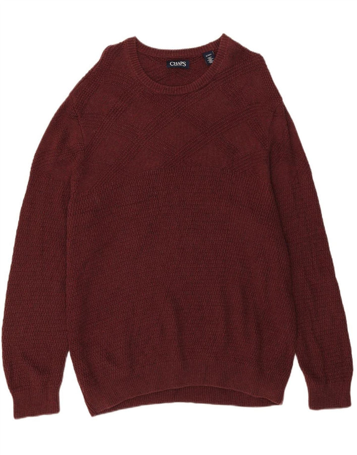 Suéter masculino CHAPS grande e alto com gola redonda XL algodão borgonha