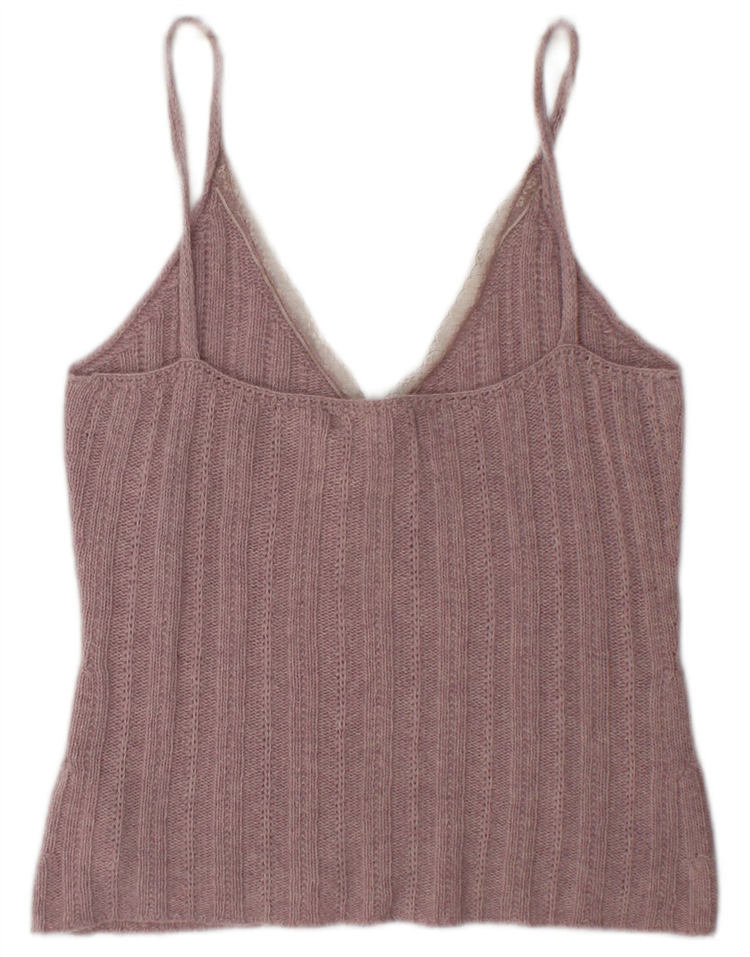 Zara Womens Crop Knit Cami Top UK 14 Large Pink Wool