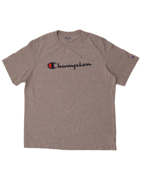 Мужская футболка с рисунком Champion 2XL, серая, хлопок