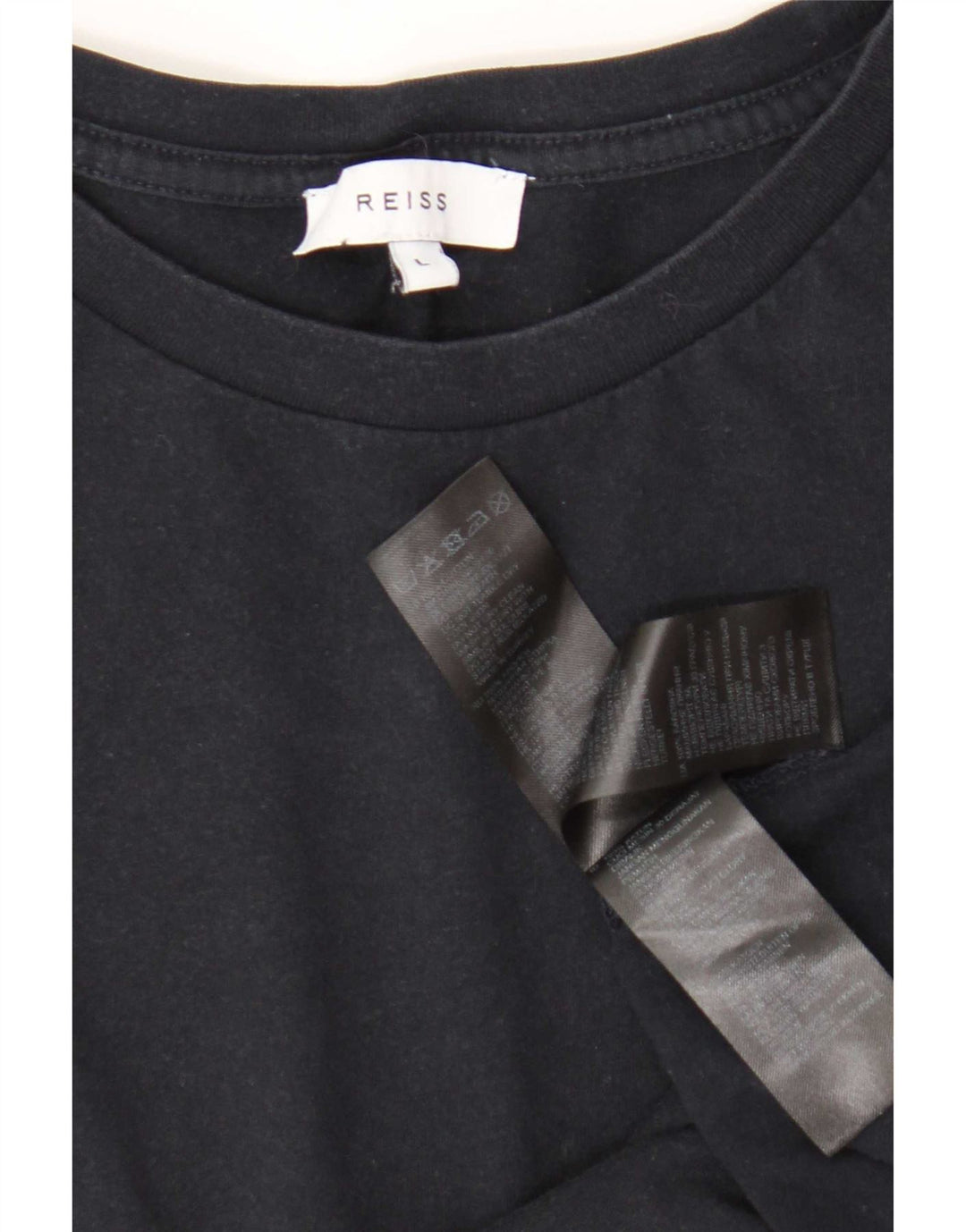 Reiss Herre T-Shirt Top Stor Sort Bomuld