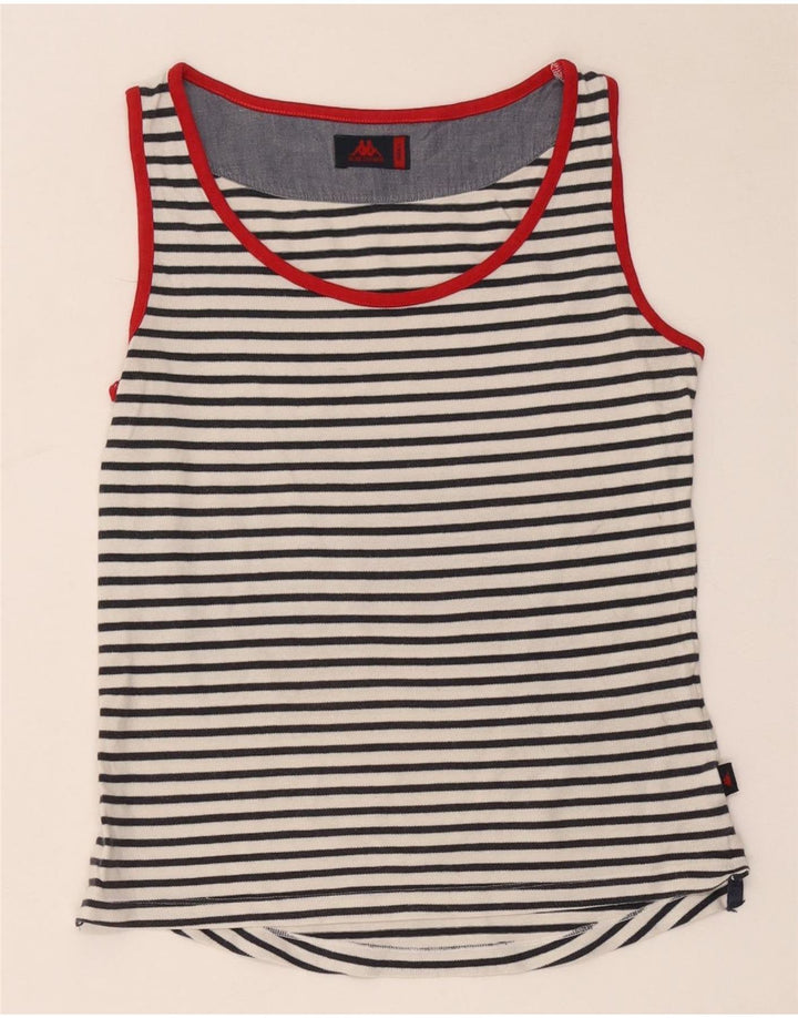 Kappa Womens Vest Top UK 10 Small White Striped Cotton