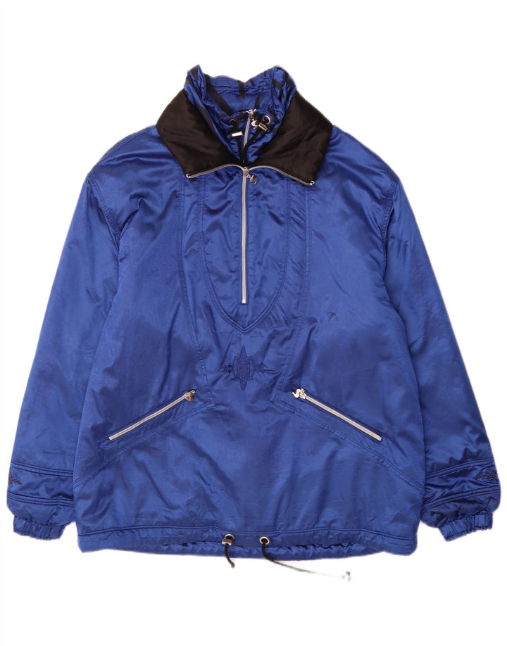Vintage Womens Oversized Tracksuit Top Jacket IT 42 Medium Blue Colourblock