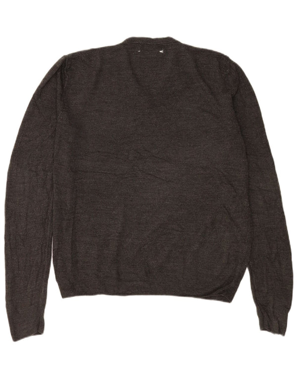 Marks & Spencer Mens V-Neck Jumper Sweater Large Grey Acrylic