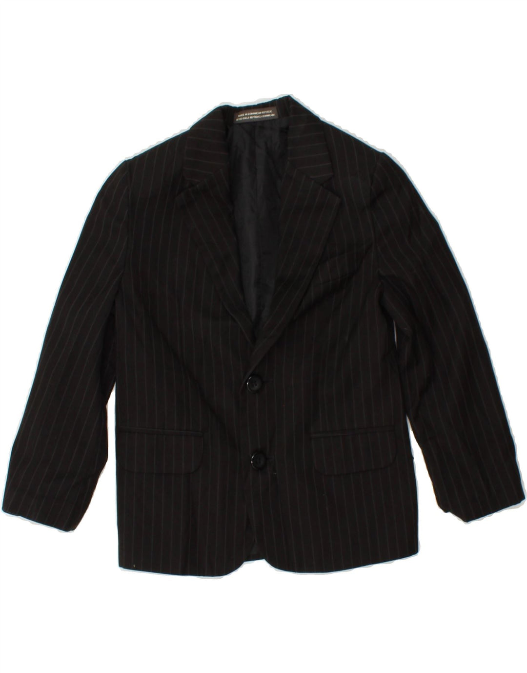 DOCKERS Boys 2 Button Blazer Jacket 4-5 Years Black Pinstripe Polyester Vintage Dockers and Second-Hand Dockers from Messina Hembry 