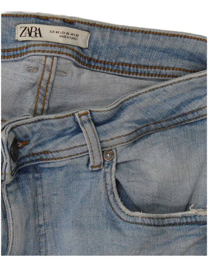 Zara Herre Cropped Jeans EU 42 Large W32 L25 Blå