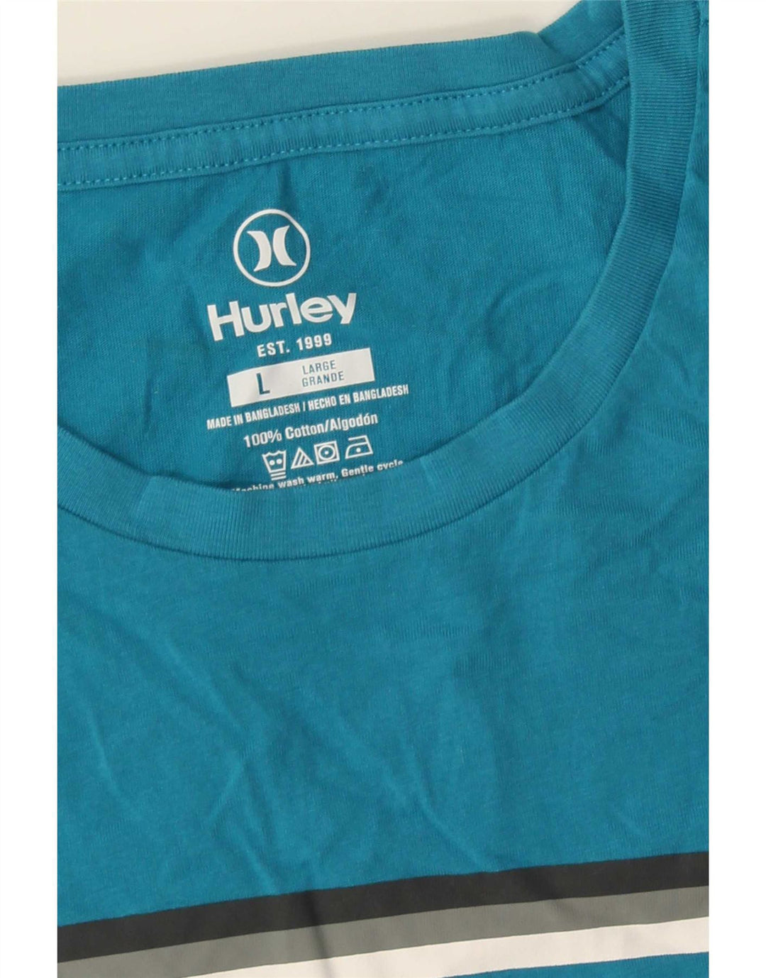 Hurley Mens Graphic T-Shirt Top Large Blue Cotton