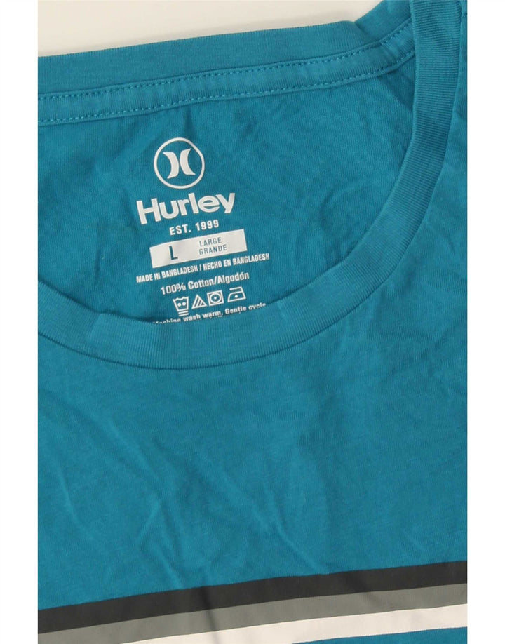 Hurley Mens Graphic T-Shirt Top Large Blue Cotton