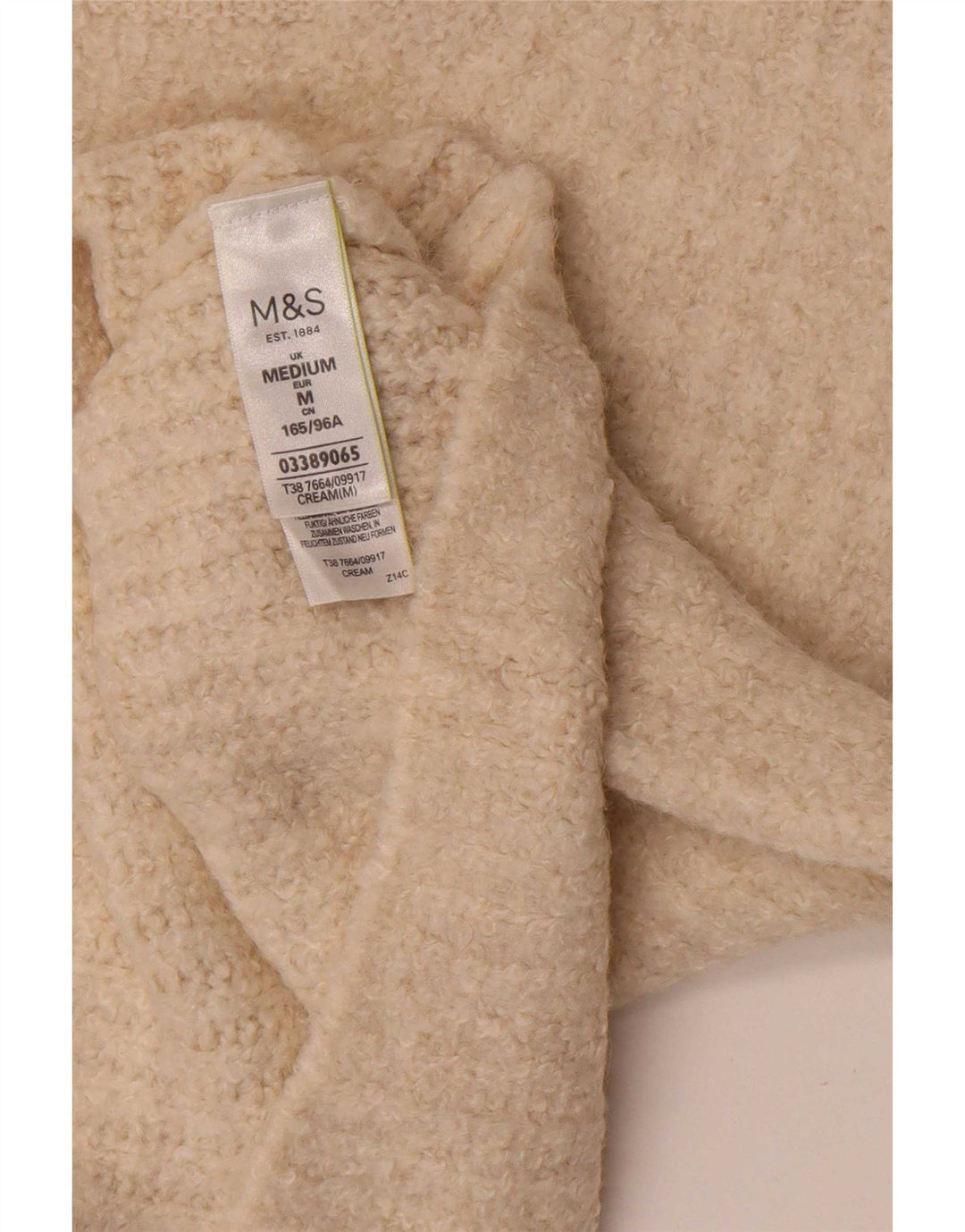 Marks & Spencer Womens Crew Neck Jumper Sweater UK 14 Medium Beige Acrylic
