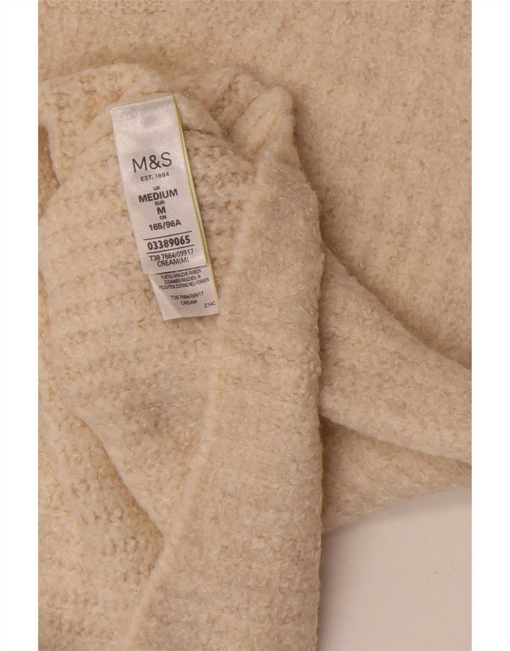 Marks & Spencer Womens Crew Neck Jumper Sweater UK 14 Medium Beige Acrylic