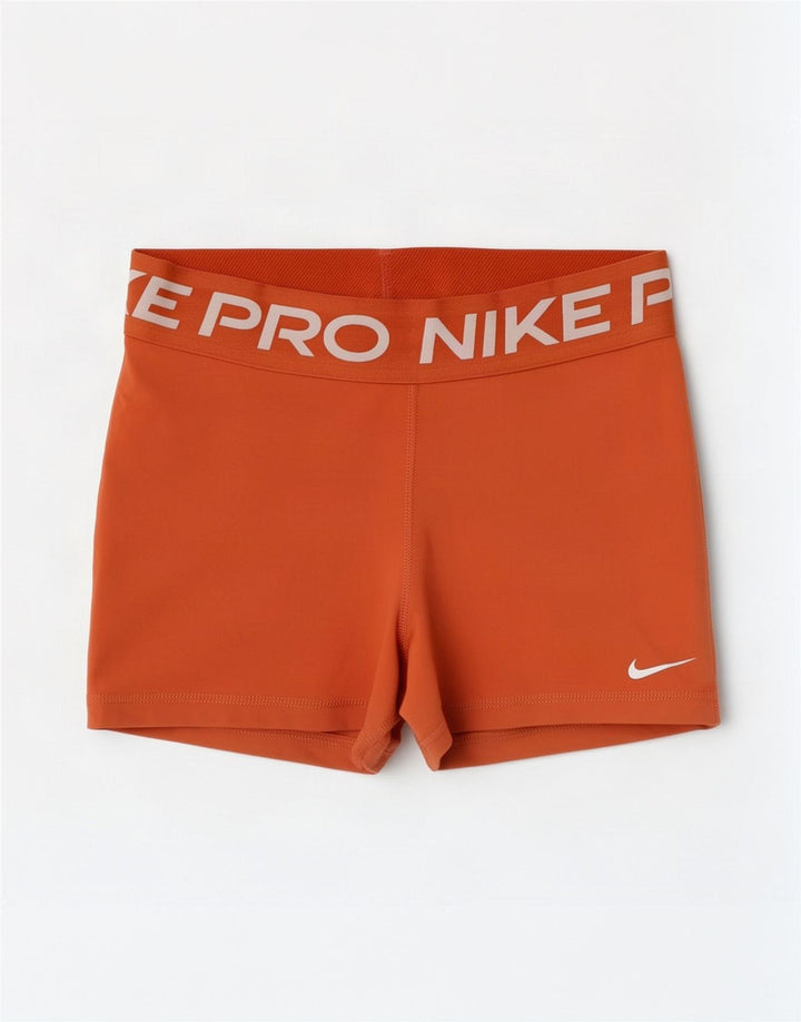 Nike Womens Dri Fit Graphic Sport Shorts UK 8 Small Orange Polyester