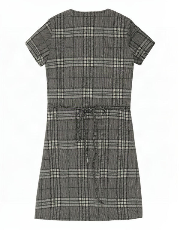 Zara Womens Wrap Dress UK 14 Large Green Plaid Polyester