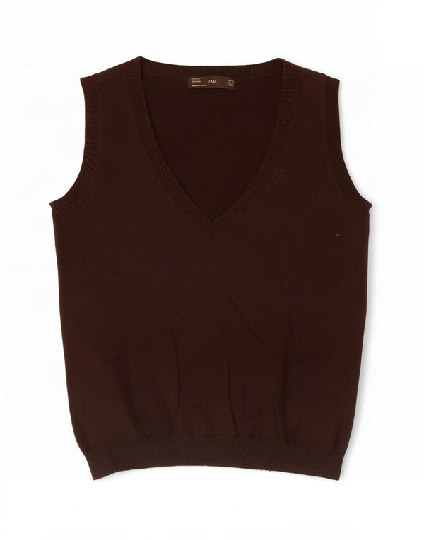 Canottiera da donna Zara UK 12 in cotone marrone medio