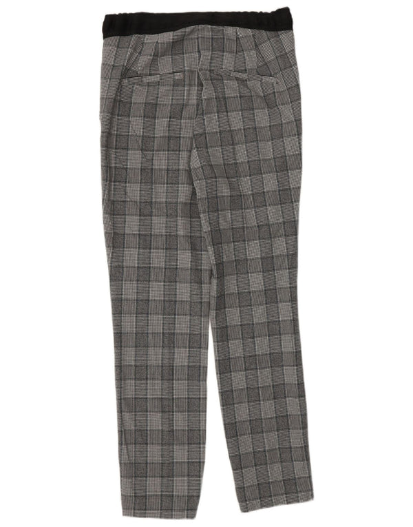 Pantaloni casual slim pentru femei Zara UK 8 Mici L26 L26 Gri în carouri Clasici