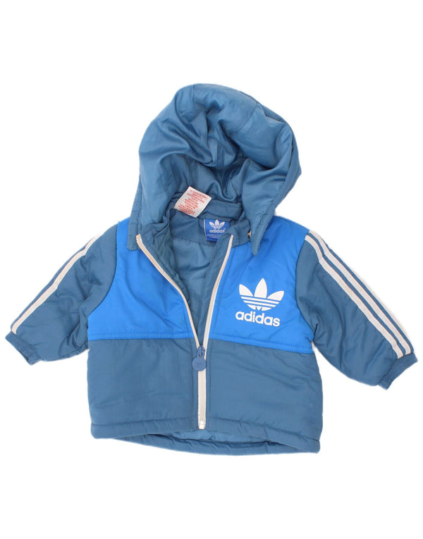 Adidas Chaqueta acolchada con capucha para bebé niño, 3-6 meses, color azul